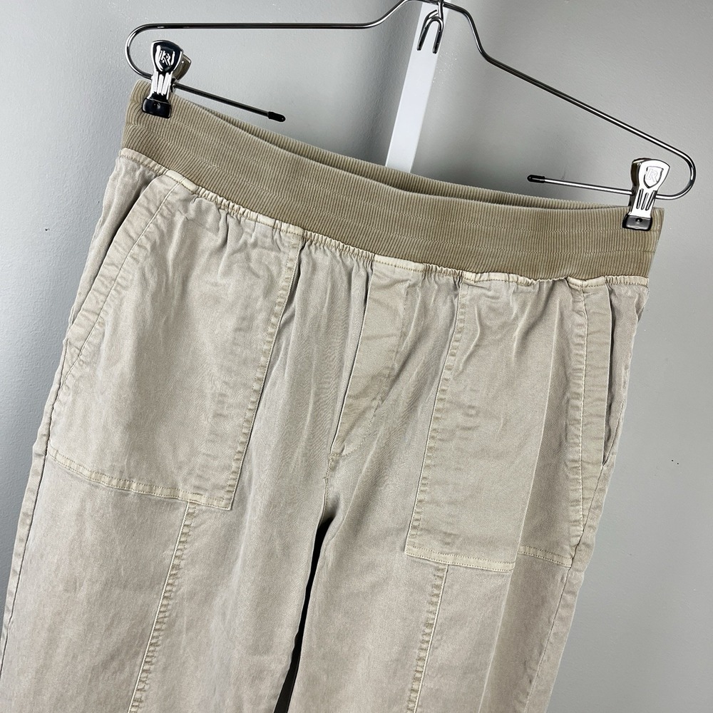 Soft Surroundings Medina Pants Womens M Tan Khaki Roll Tab Hem Pull‎ On